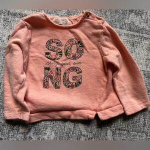Zara Peach Kids Sweatshirt with Floral Graphic